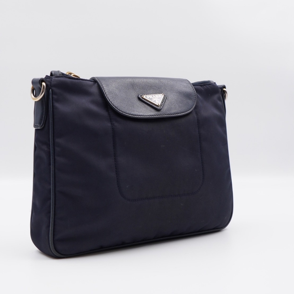 CB50 ❤️ PradaTessuto Nylon Saffiano Crossbody Bag Blue - Picture 5 of 14